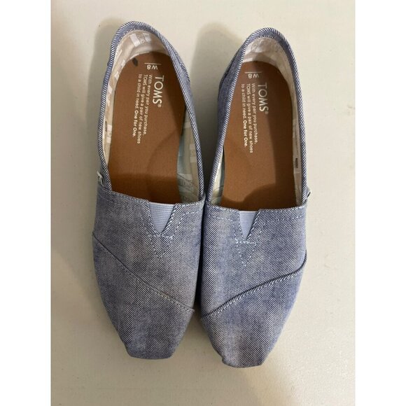 TOMS Sz 8 Womens Light Blue Slip On Shoes Light Denim - Picture 1 of 8